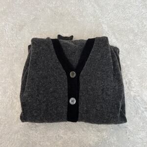 J Crew Womens Cardigan Open Front Long Line Lambs Wool Size Medium In Grey